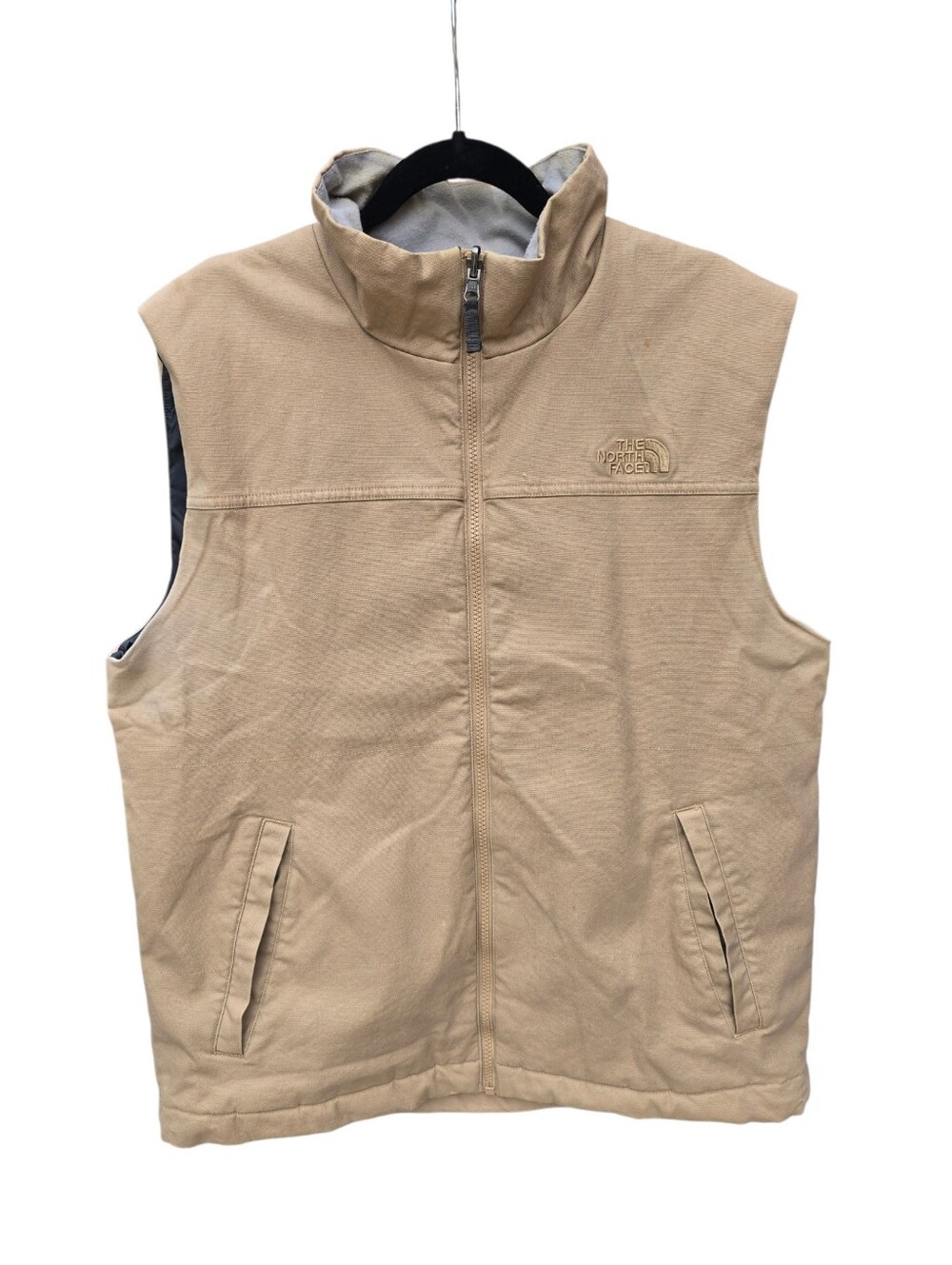 The North Face Men's Full Zip Canvas Chore Vest Medium Tan Barn Work Insulated